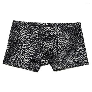 Underbyxor män leopard tryckt låg stigning sömlös andningsbar u påse boxare trosor trosor underkläder underkläder mode manliga shorts