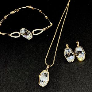 Pendant Necklaces 3pcs Necklace For Women Y2k Accessories Chain Gorgeous Square Gemstone Jewelry Set