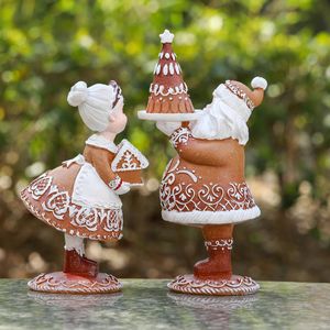 Decorative Objects Figurines Outdoor Garden Christmas Lovely Santa Claus With A Cake Gift Tree Decorations 231216