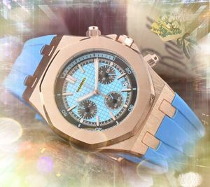 Wszystkie tarcza robią marka męskie zegarki trzy oczy sześć pinów design kolorowy gumowy zegar ze stali nierdzewnej paski bransoletki kalendarz baterii Big Dial Stopwatch zegarek