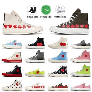 Chucks Taylors Mulheres Mens Designer Sapatos de Lona OG Clássico 1970 Commes Des Garcons Multi-Heart Mid Branco Preto Vermelho Rosa Baixo Top Vintage Sapatilhas Flat Casual Trainers