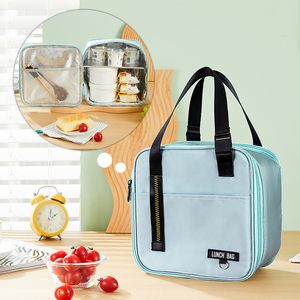 Isolamento térmico portátil engrossado piquenique bento saco trabalhador estudante à prova dwaterproof água almoço sacos cozinha zíper saco de armazenamento para viagens ao ar livre p15