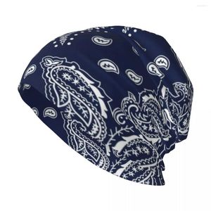 Berets bandana blue - granatowy dzianinowy kapelusz w dzieciach modne kobiety