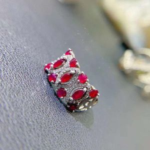 クラスターリングYulew Natural Ruby Ring S925 Sterling Silver Rose Gold Red Gemstone Jewelry Luxury