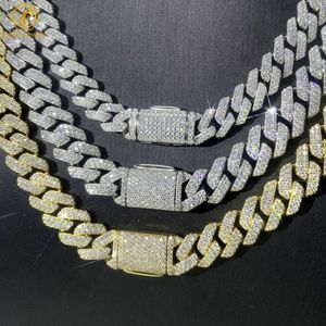 الرجال بالجملة الهيب هوب المجوهرات D Color VVS Moissanite Diamond 18K Gold Plated 925 Silver 14mm Miami Iced Out Cuban Link Chain