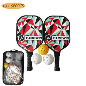 Rackets Tennis Rackets 2PCS Pickleball Racket Set 3 balls 2 Paddles 1 bag Carbon fiber Composition PE Honeycomb Core racket surface Lightw