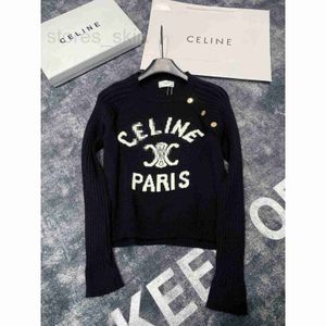 Women's Sweaters Designer C Autumn/Winter New Sweet Cool Girl Style Classic Letter Jacquard Shoulder Button Decoration Short Knitted Sweater YZ0F