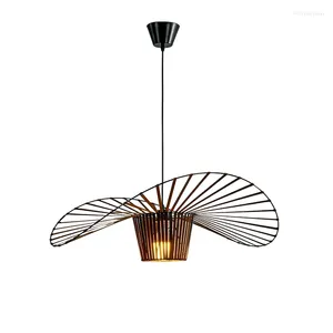 Lustres modernos teto preto rattan lustre mão-tecido lâmpada de pano sótão quarto mesa de jantar barra iluminação led