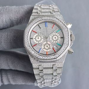 audemar piquet Orologio fatto a mano pieno di diamanti Orologio da uomo con movimento al quarzo importato importato 40 mm con orologio da polso da donna business in acciaio con zaffiro tempestato di diamanti 904L