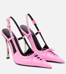 Sandals Graceful Woman Stiletto High Heel Lady Cross Tied Lace Up Buckle Ankle Strap Pointed Toe Summer Pump Sandal Shoes