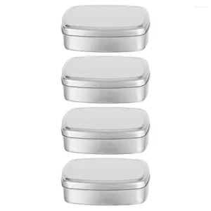 Storage Bottles 4 Pcs Square Soap Dish Boxes Aluminum Metal Tin Cream Holder Can Jar Tins Tea Travel DIY Container