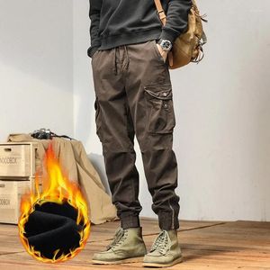 Calças masculinas 2023 carga homens inverno homem y2k harem tático para lã ao ar livre multi-bolsos algodão calças casuais