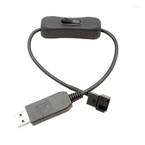 Datorkablar Anslutningar S USB till 3-stift/4-stifts fläktadapter med switch 5V 12V-anslutningssladd för chassi Desktop PC Case Coolin OTC6U