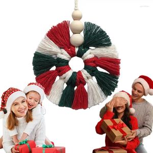 Dekorativa blommor Macrame Christmas Wreath Multicolor Sticked Wall Art Prydnadsskylt Dekorationer Heminredning Tillbehör Produkter