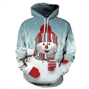 Hoodies masculinos papai noel para homem 3d impresso natal boneco de neve gráficos roupas femininas tendência personalidade moletom com capuz crianças