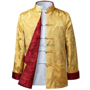 Camicie casual da uomo Camicia drago cinese Kung Fu Cappotti Cina Capodanno Tang Suit Abbigliamento tradizionale cinese per uomo Giacche Hanfu Abbigliamento uomoL231218