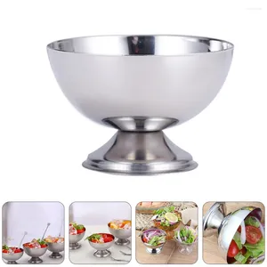 Set di stoviglie 1Pc Coppa per insalata in acciaio inossidabile Ciotola per gelato Dessert Snack di frutta Caramelle Ristorante Tazze con piede alto Accessori da cucina