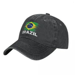 Cappellini da baseball Brasile bandiera invecchiata Baseball brasiliano Copricapo in denim vintage Cappello regalo per allenamenti all'aperto unisex
