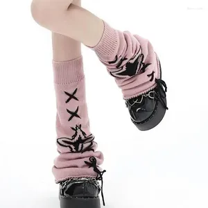 Women Socks Y2K Aesthetic Star Japanese Ankle Warmer Knee High Sticked Foot Cover Bandage Hösten lång