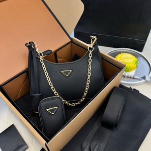 Spianto di moda Hobo Borsa per spalla di lusso Borsa a tracota borse a catena rimovibile manico con cerniera staccabile RE EDITION Nylon Grande borsa