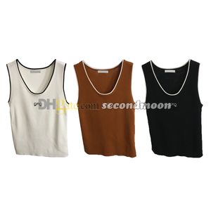 Slim Fit Tanks Top Mulheres Designer Bordado Colete U Neck Esporte Coletes Cor Sólida Ginásio Tees