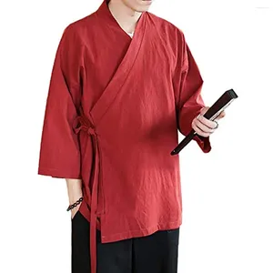 Ethnic Clothing Chinese Style Men's Linen Jacket Loose Kimono Hanfu Traditional 5XL
