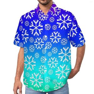 Camisas casuais masculinas branco floco de neve camisa solta homem praia impressão havaiana personalizado mangas curtas estilo de rua blusas de grandes dimensões