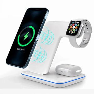 Laddare 3 i 1 trådlös laddningsstativ 15W Qi Fast Charging Dock Station för Apple Watch IWatch S8 AirPods Pro för iPhone 14 13 12 XS XR