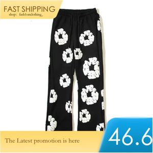 Pantaloni autunnali e invernali da uomo Readymade Foam Flower Co Branded Tears Donna Puff stampato Pullover in difficoltà Ricamo Bianco Kapok Tidal 363