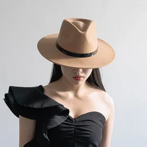 Berretti Adulto Inverno Autunno Cappelli Fedora in lana Donna Uomo Quotidiano Racher Feltro Moda Ragazza Trilby Homburg Top Caps Cappello castoro unisex