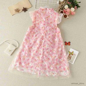 Abiti da ragazza Abiti Lolita per bambini per ragazze Abito da principessa Baby Pink Flower Abiti Manica corta Estate Costumi per bambini 4 6 8 9 10 12 anni