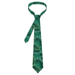 Bow Ties Green Palm Leaves Tie Tropical Leaf Print Wedding Party Neck Retro Trendy For Adult Collar Necktie Gift