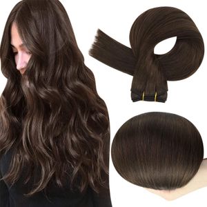 Hair Weft Extensions #2 ciemnobrązowe prawdziwe ludzkie włosy Extenisony szyte w niewidzialnych przedłużeniach włosów 100G