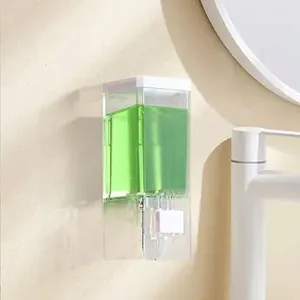 Distributore di sapone liquido senza perforazione in plastica in plastica trasparente shampoo gel cucina