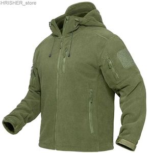 Kurtki taktyczne wiosna zimowa kurtka z kapturem mens taktyczna kurtka polarowa Full-Zip Up Outdoor Windproof Wind Harmed Work Catl231218