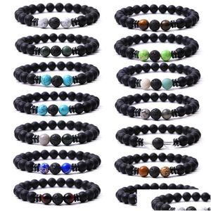 Perlen Großhandel 8mm Schwarzer Stein Perlen Strang Colorf Kristall Jade Perlen Energie Buddha Armband Für Frauen Männer Drop Lieferung Schmuck BR Dhjrk