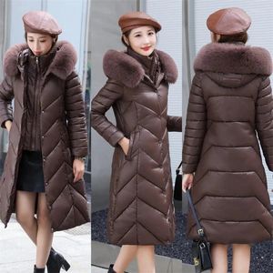 Women's Trench Coats 2023 Winter Hooded Fur Collar Long Parkas Thick Warm Down Cotton Padded Jacket Women Casual Hoodies Coat Female Outwear