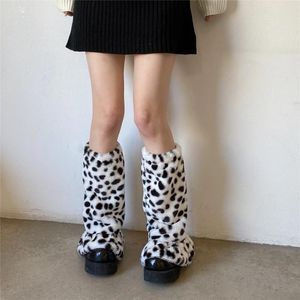 Women Socks Cow Pattern Harajuku Winter Boot Cuffs Long Warmer Zebra Lolita Boho Sock Sets Thigh Garter Fur