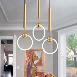 Pendant Lamps Postmodern Simple Creative Theme Restaurant Living Room LED Bar Hallway Bedroom Ring Chandelier