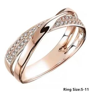 Mode Moissanitförlovningsringar för kvinnor Rose Gold Silver Cross Wedding 14K Gold Ring Estetic Designer Jewelry Gift Anillos Mujer