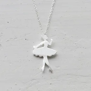 Pendanthalsband Daisies Fashion Pure 925 Sterling Silver Lovely Dancing Girl Necklace Princess Ballet Statement smycken
