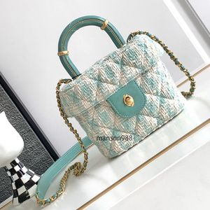 10A High Quality MINI Fashion Crossbody Bag 15cm Ladies Shoulder Bag Tweed Fabric Tote Bag Luxury Brand Bag Leather Cosmetic Bag Wallet Box Packing With Box