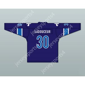 Benutzerdefiniertes BLAUES MATHIAS LADOUCEUR 30 LE NATIONAL DE QUEBEC HOCKEY-HEIMTRIKOT, NEU, oben genäht S-M-L-XL-XXL-3XL-4XL-5XL-6XL