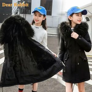 ダウンコート冬のジャケットガール服ロシアの春の子供パーカースノースーツとベルベット温かいフード付きアウターウェアキッズティーンエイジ服231218