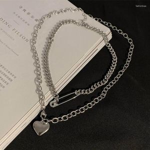 Pendant Necklaces Double Layer Necklace Dainty Heart Brooch Collarbone Chains For Girls