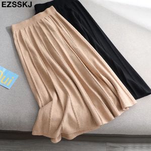 Skirts high quality A-line long Thick sweater skirt female autumn winter warm mid-length knit skirt women 231218