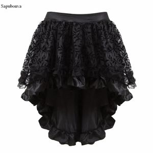 Kleider Sapubonva Rock für Frauen High Low Lace Viktorianische Burlesque Kostüme Gothic Steampunk Kleidung Rüschen Passendes Korsett Vintage