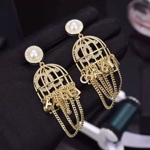 Stud Dangle Chandelier Designer Chanls Luxo Senior Bird Cage Brincos Femininos