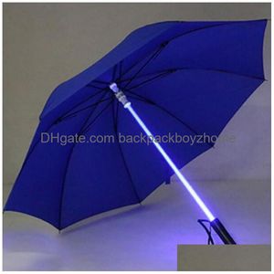 Paraplyer paraplyer LED Light Saber Up Laser Sword Golf Byte på axeln/inbyggd fackla Flash Paraply TQ Drop Delivery Home Gard Dh51n