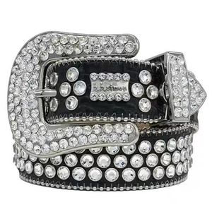 Cintura Bb firmata Simon Cinture per uomo Donna Cintura con diamanti lucidi Nero su nero Blu bianco multicolore con strass scintillanti245r